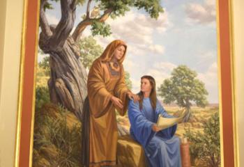 A mural of St. Anne and her daughter, Mary, honors the patroness of the parish