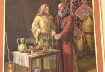 A mural of St. Joachim and St. Anne pays tribute to the parents of the Blessed Mother. 