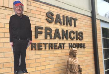 Msgr. O’Connor stops at St. Francis Friary and Retreat House, Easton for a retreat day.