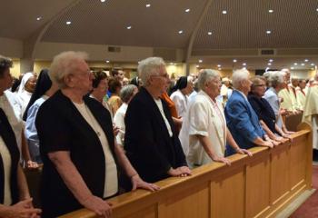 Religious sisters are among those attending the Mass.