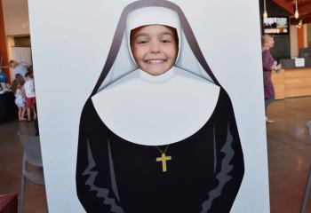 Bridget Schweizer poses as a nun. (Photo by John Simitz)