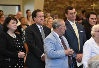 Attending the Mass are, from left: front, Attorney Paul Essig and his wife Ann; back,  Loretta Leeson and her husband Judge Joseph Leeson and their children Robert and Patricia.