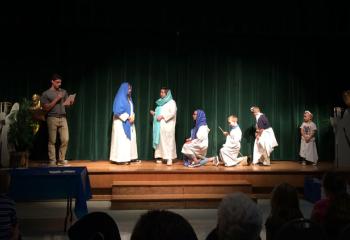 Children from the Berks Deanery perform the story of Fatima at HGA. (Photo by Thea Aclo)