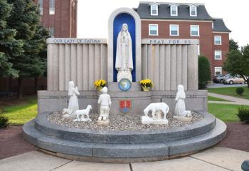The grotto of Our Lady of Fatima was refurbished with new paint, landscaping and lighting.