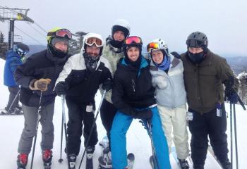 Philip Maas, second from left, seminarian for the Diocese of Allentown, enjoys his favorite pastime skiing with friends.