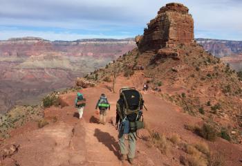 The group hikes the splendor of the Grand Canyon.