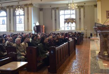 Bishop of Allentown Alfred Schlert delivers the homily and expresses his support to the catechumens during the ceremony.