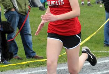 Emma Boyle from St. Catharine of Siena, Reading heads to the finish line to win the eighth-grade girls’ 400. 