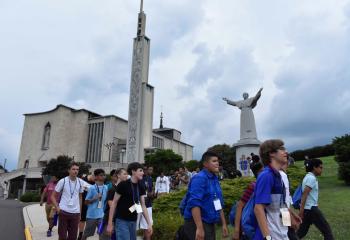Quo Vadis participants tour the Our Lady of Czestochowa Shrine on the July 17 pilgrimage.