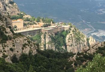 Montserrat Monastery on Montserrat Mountain, Catalonia, Spain, which the group visited.