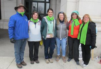 Marchers from St. Columbkill Parish, Boyertown, from left, Kevin Millet, Nadine Blair, Debbie Geiger, Caitie Chovanes, Margaret Chovanes and Kim Slonaker. (Photo courtesy of Candee Holzman)