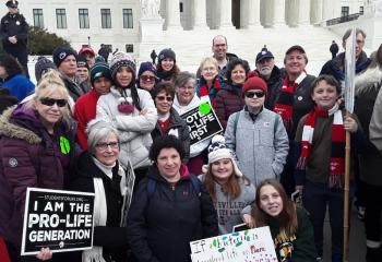The contingent from St. Ambrose Parish, Schuylkill Haven. There were 51 people on the bus, ranging from 2 months old to 80. (Photo courtesy of Dana Seisler)