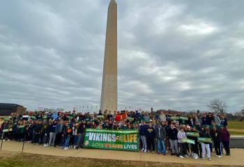 Students from Allentown Central Catholic High School begin their march at the Washington Monument. (Photo courtesy of Father Mark Searles)