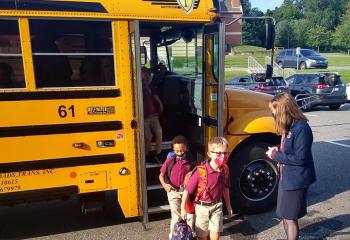 Students arrive at Immaculate Conception Academy for their first day
