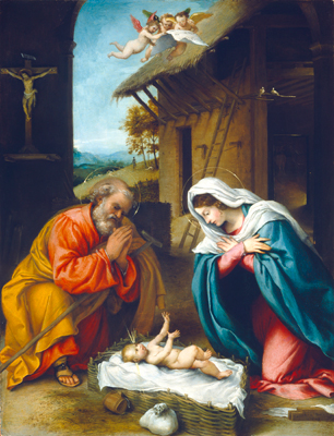 The Nativity is depicted in this 16th-century painting by Italian artist Lorenzo Lotto. The feast of the Nativity of Christ, a holy day of obligation, is celebrated Dec. 25. (CNS/Bridgeman Images) 