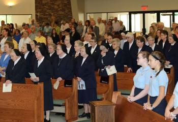 IHM sisters and St. Catharine of Siena students gather with the parish family and representatives of the diocesan Secretariat for Catholic Education at a Mass of Thanksgiving celebrating 78 years of service by the IHMs. . (Photo courtesy Sister Teresa Ballisty)