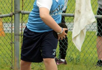 Gabriel Anton, LaSalle Academy, Shillington, gets into position while competing in the discus event.