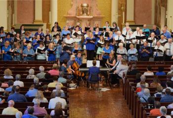 More than 75 choir members join together to sing “Hail Mary – Gentle Woman.”