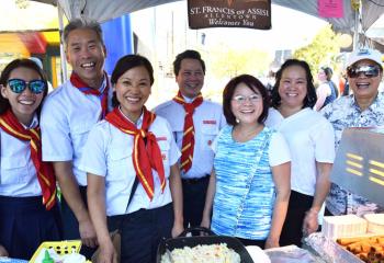 A group from St. Francis of Assisi, Allentown is ready to serve up the food. (Photo by John Simitz)