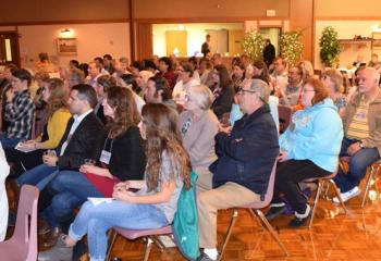 A crowd of more than 100 people gather to hear Bill Donaghy discuss the link between our sexuality and our identity in light of St. Pope John Paul II’s teaching “Theology of the Body.”