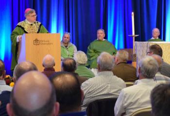 Bishop of Allentown Alfred Schlert delivers the homily during Closing Mass.