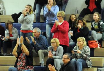 Fans cheer during the championship match between St. Thomas More. Allentown and St. Anne, Bethlehem. St. Thomas More defeated St. Anne 2-1 to claim the title. 