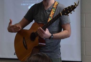 Will Panagakos, youth speaker, presents a talk during one of the sessions at St. Joseph the Worker, Orefield. (Photo by John Simitz)