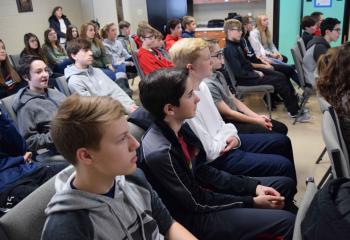 Confirmation candidates listen to a song played by Will Panagakos. (Photo by John Simitz)