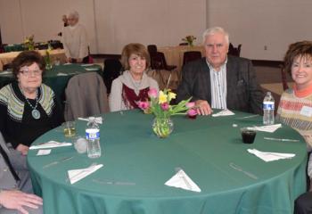 Enjoying the kickoff celebration are, from left: Nunzio Bolognese and Mary Ann Zerkowski, parishioners of St. Catharine of Siena, Reading; James and Teresa Strock, Bob and Mary Ann Kelly, parishioners of Sacred Heart, West Reading.