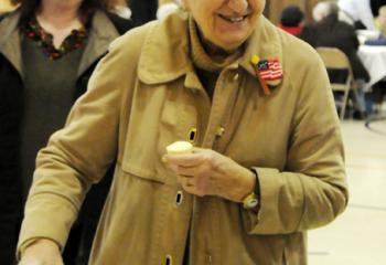 Kathryn Coogan enjoys the kickoff celebration at St. Ambrose.