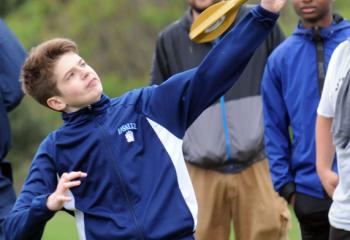 Jonathan Horn of LaSalle Academy, Shillington throws a javelin as he competes. 