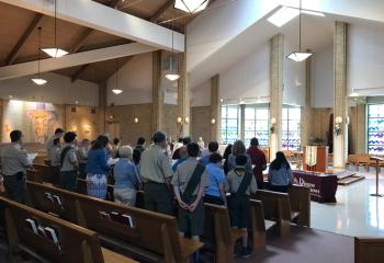 Boy Scouts and their families attend the afternoon event.