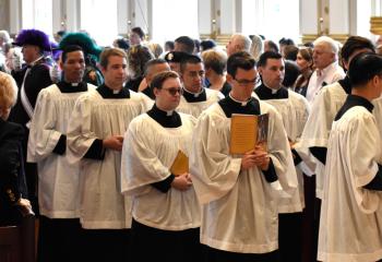 Seminarians from St. Charles Borromeo Seminary participate in the processional.