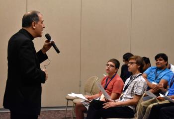 Father Bernard Ezaki presents the talk “God’s Call? Negative Fear vs. Holy Fear” July 15 to Quo Vadis participants.