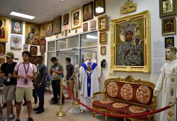 Quo Vadis participants tour the Our Lady of Czestochowa Shrine on the July 17 pilgrimage.