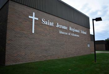 The exterior of the new SJRS school, which enrolls 230 students. 