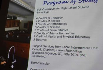 The PowerPoint presentation outlines the required areas of study and available services at the academy.