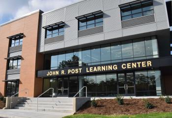 The outside of the new John R. Post Learning Center.