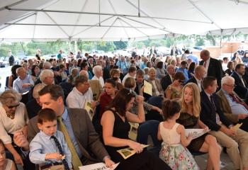 The BCHS community gathers for the afternoon dedication.