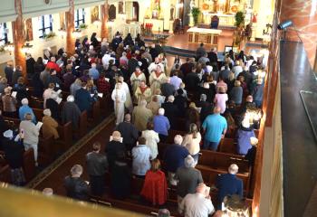 The recessional after Mass at St. Casimir, the home church of Father Ciszek.