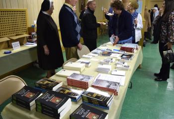 Books written by Father Ciszek are on display and for sale in the parish hall.