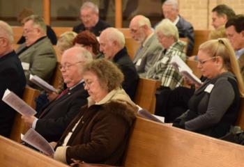 Stewards recite a prayer imploring the Holy Spirit to guide them in their desire to support parishes, schools and other diocesan ministries.