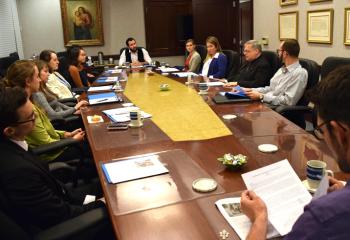 Bishop of Allentown Alfred Schlert, middle right, convenes the Commission for Young Adults for the first time Nov. 28 at the Chancery, Allentown. 