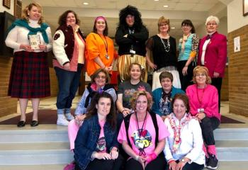 Staff from Sacred Heart School, West Reading get into the spirit of CSW Jan. 28 and dress up for Totally ’80s Day. (Photo courtesy of SHS)
