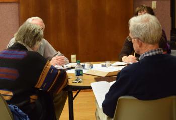 Members of a small group at the Cathedral reflect and share their feelings. Topics for the six sessions are Facing the Truth, Healing Our Wounds, Rebuilding Our Church, Why Do I Remain Catholic?, We Believe and A Way Forward. (Photo by John Simitz)