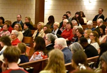 Those gathered listen to Sister Gaudia at the evening co-hosted by Divine Mercy Cenacle Group of St. Joseph the Worker and the Diocesan Secretariat for Catholic Life and Evangelization.