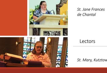 As seen in a slide from Sister Janice’s PowerPoint presentation, persons with disabilities serve as lectors at St. Jane Frances de Chantal, Easton and St. Mary, Kutztown. (Slide courtesy of Sister Janice Marie Johnson)