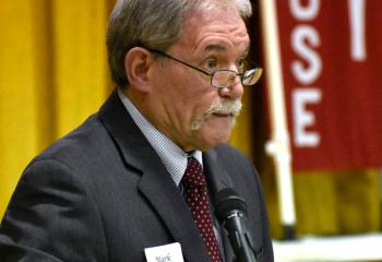 “I challenge each of you to be an ambassador for Christ,” Trust Advisor Mark Scarbinsky tells those gathered for the Bishop’s Annual Appeal (BAA) kickoff in Schuylkill County April 8 at St. Ambrose, Schuylkill Haven. 