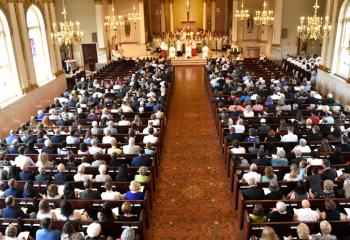 Faithful witness the Ordination of Priests in the cathedral. (Photo by John Simitz.)