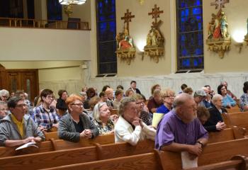Approximately 150 people attend the evening liturgy.